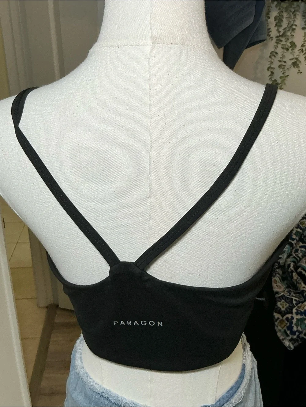 Paragon Black Longline Sports Bra Crop Top Strappy Back Activewear Medium - Picture 4 of 4